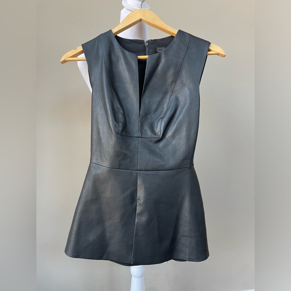 Black faux leather top
